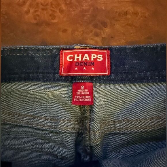 Chaps Button Down Front Denim Jean Skirt Women's Size 8 Dark Blue - Picture 4 of 11